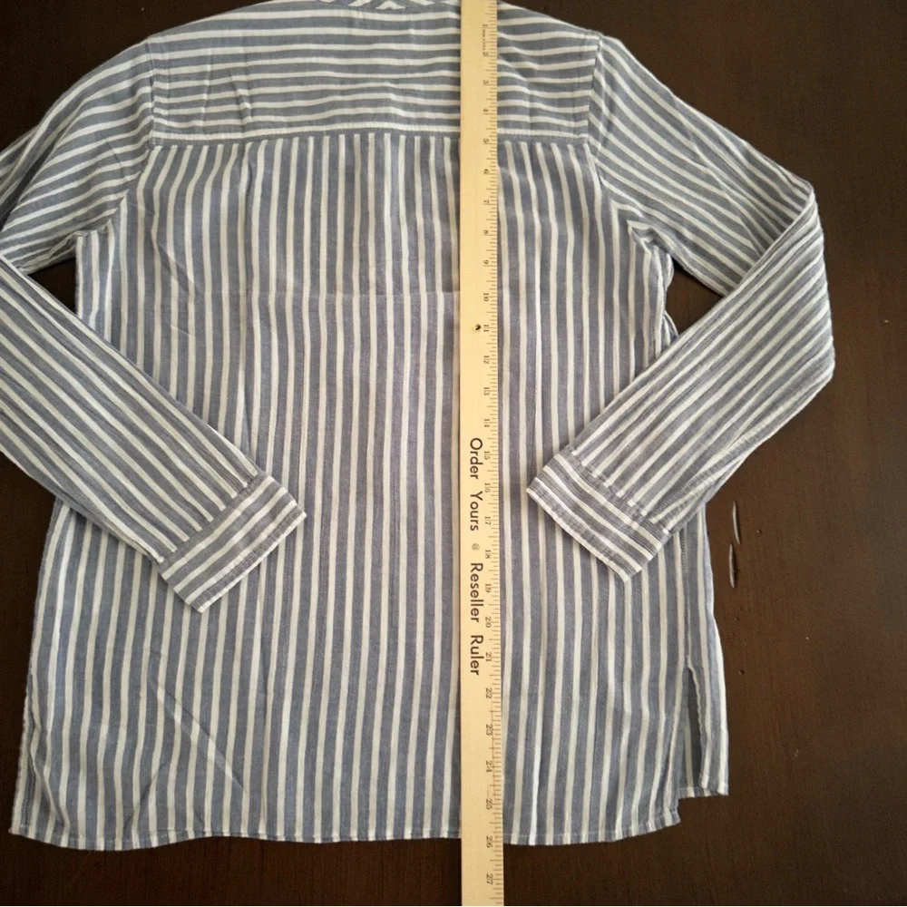 J.Crew Blue & White Striped Long Sleeve Blouse Size 4